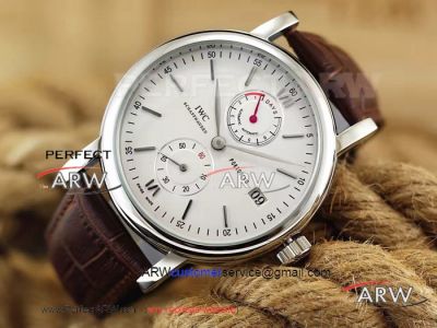 Perfect Replica IWC Portofino 7-Days Watch White Dial Brown Leather Band